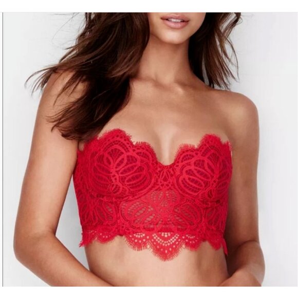 Victoria's Secret Other - Victoria's Secret Women's Red Lace Dream Angels Multi-Way Strapless Bralette 36C